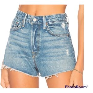 GRLFRND Cindy Buttonfly Highrise Psychedellic Shack Denim Distressed Sho…